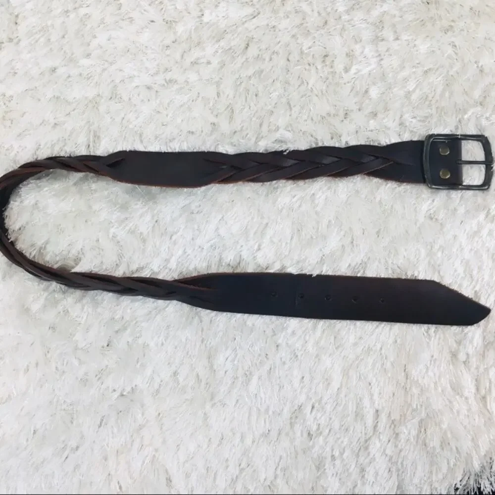 Vintage GAP Leather Braided Sz Small Medium Brown Belt